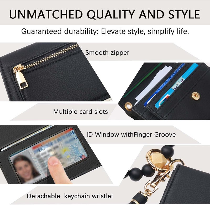 Sunpour Store Keychain Wallet RFID Wristlet Wallets for Women,Small Wallets Woman Key Chain Wallet with Coin Pocket and Id Window - Image 4